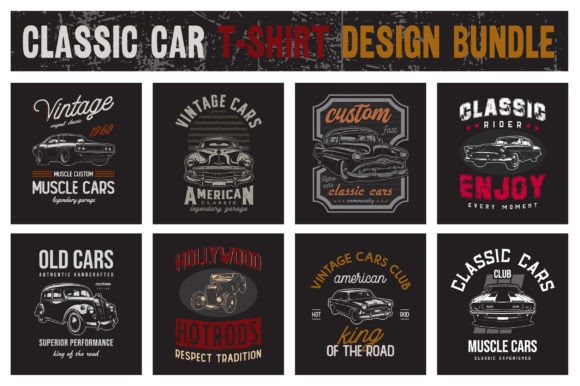 Download Old Classic Cars T-shirt Designs Bundle - Cars Collection