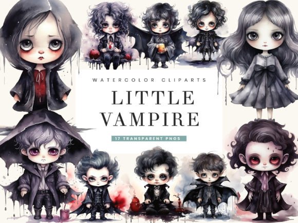 Download Watercolor Little Vampire Clipart Bundle - Premium Resources