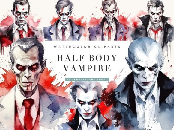 Download Watercolor Half Body Vampire Clipart - Vampire clipart Collection