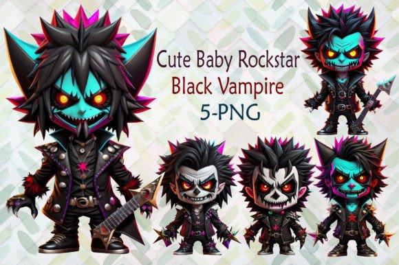 Download Cute Baby Rockstar Black Vampire Clipart - Premium Resources