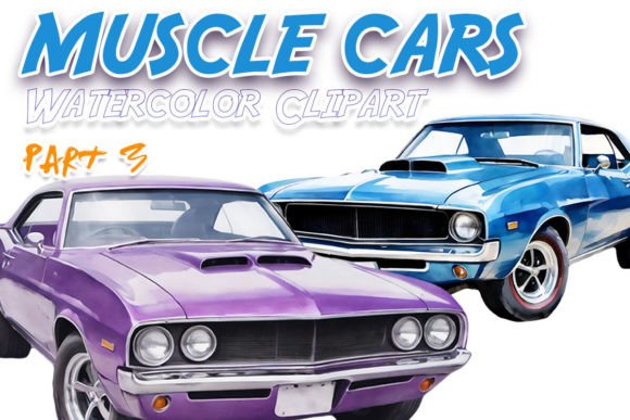 Download Muscle Cars Watercolor Clipart Part 3 - Cars Collection
