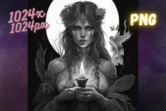 Download Illustration of a Beautiful Pagan Witch - Pagan Collection